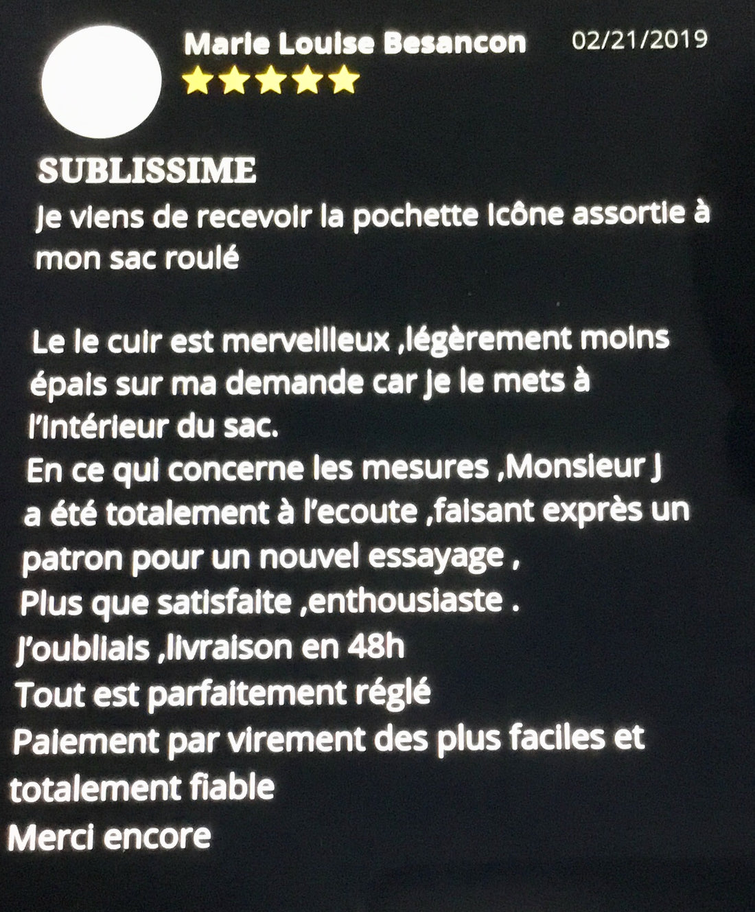 Avis Clients Monsieur J
