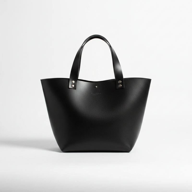 Sac Cabas Chelsea noir, vue d'ensemble de la forme élégante - Monsieur J 