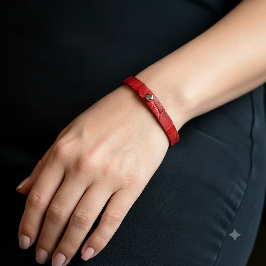 Petit Bracelet Croco rouge Monsieur J porté au poignet