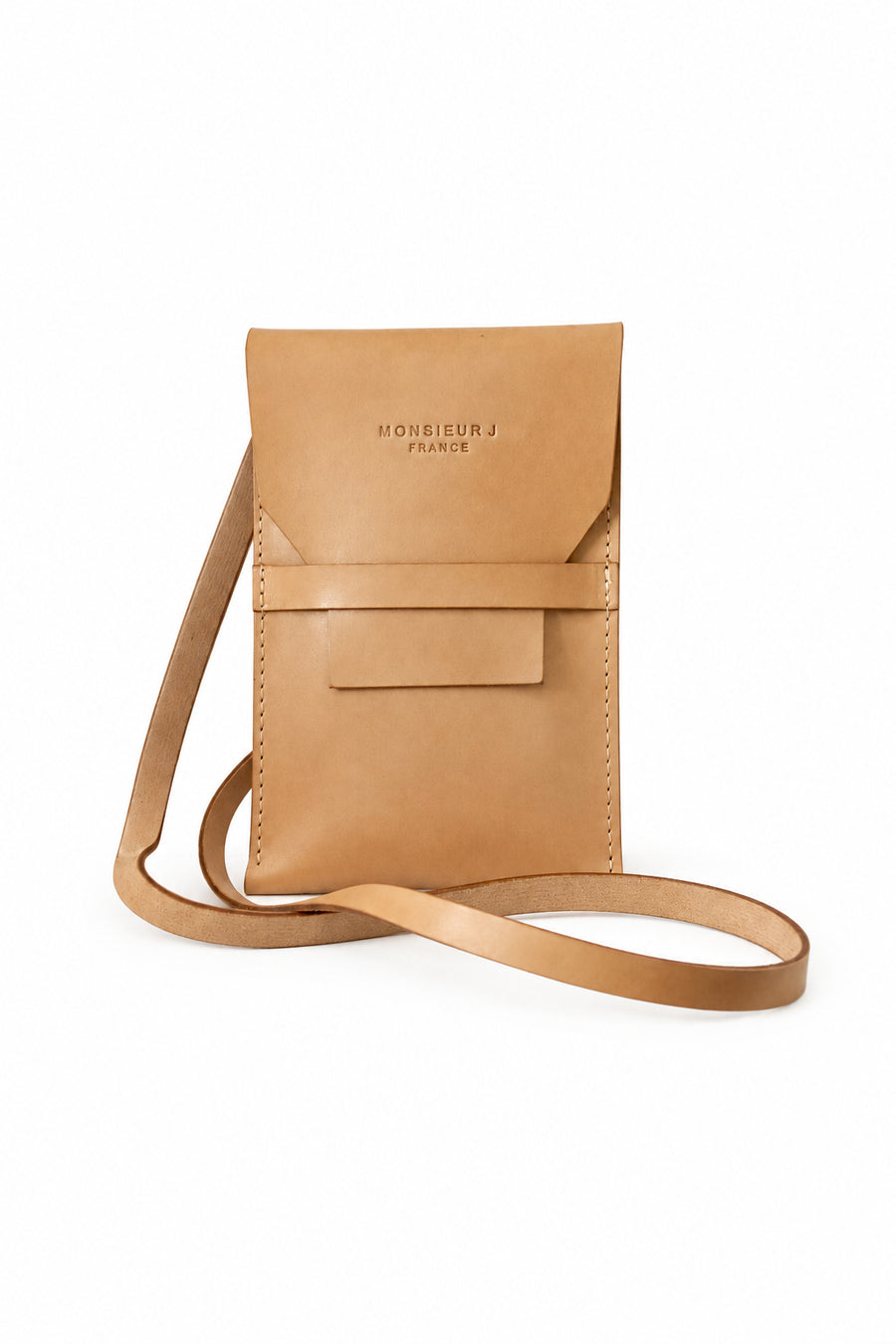 Mini Sac Kyoto en cuir de veau pleine fleur beurre frais sur fond blanc - Monsieur J