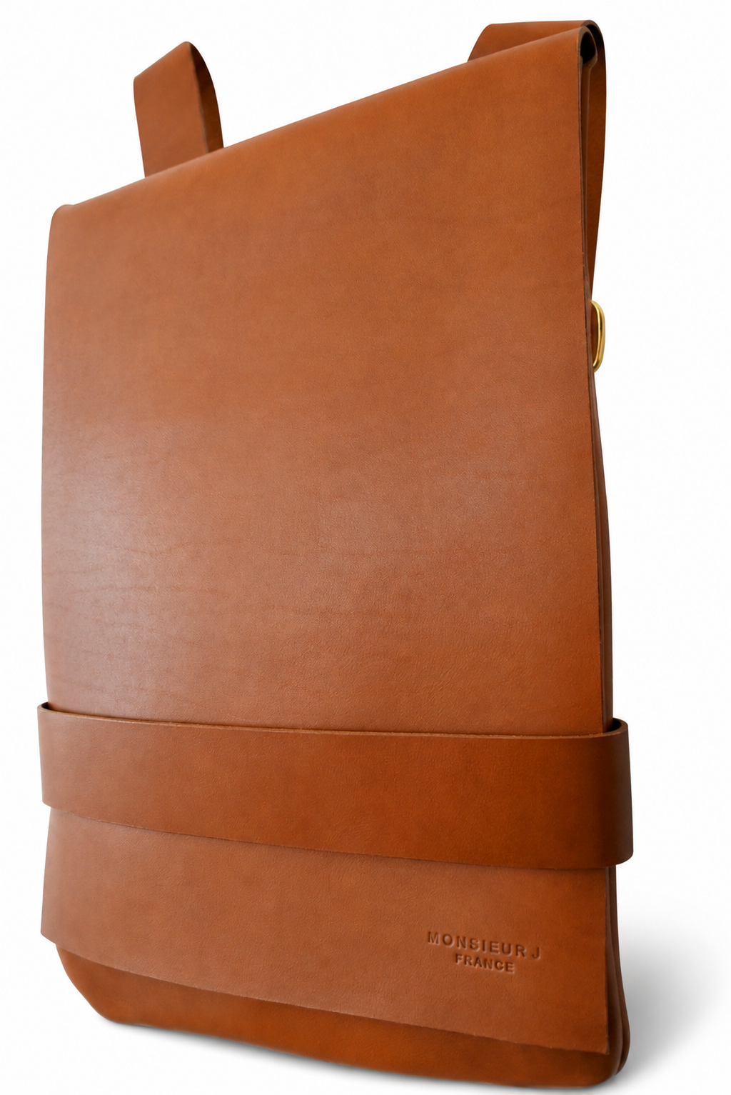 Sac à dos Harlem Monsieur J marron, détail des finitions en cuir