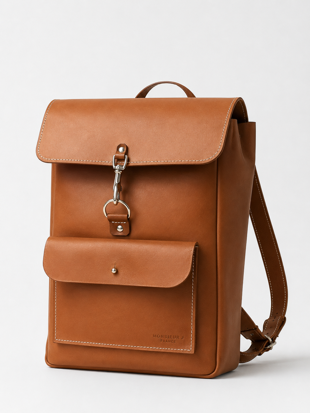Sac à Dos Jaipur marron, vue d'angle trois quart - Monsieur J 
