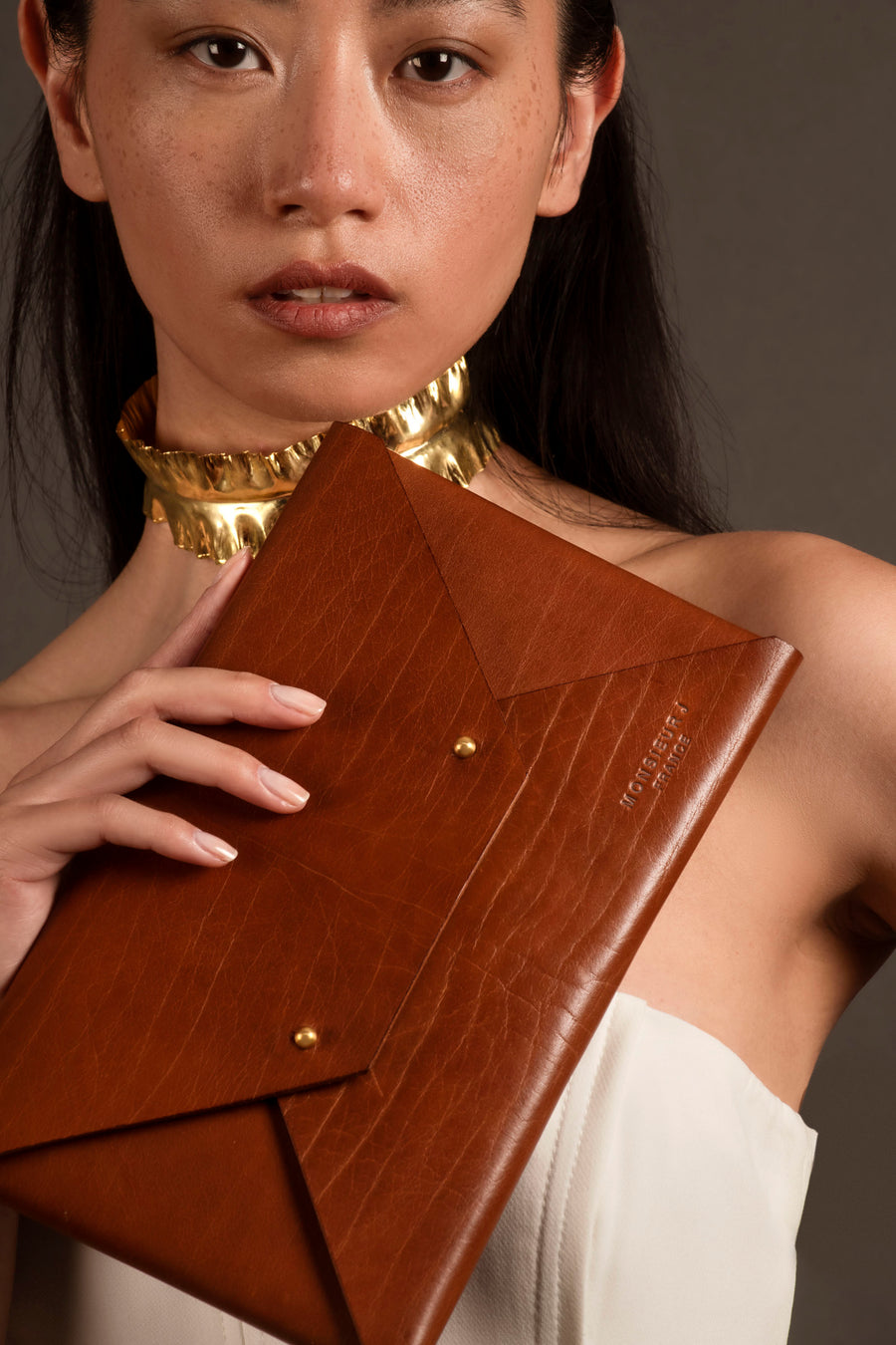 Pochette Icône marron en cuir Novonappa - Monsieur J 